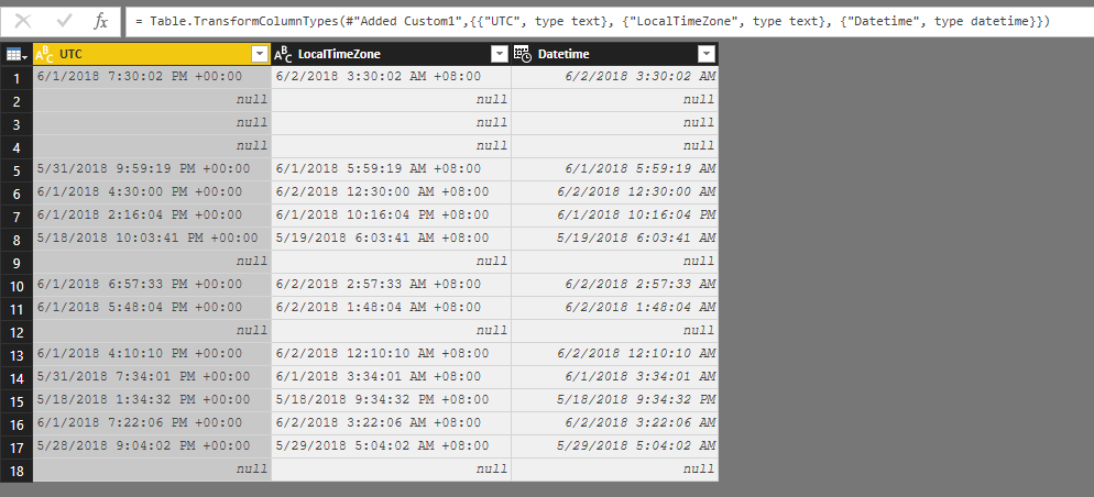 Solved: change a data/time column in GMT format to data/ti... - Microsoft  Fabric Community