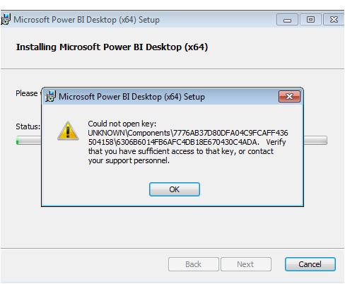 Power BI Desktop Installation Error could not key - Microsoft Fabric ...