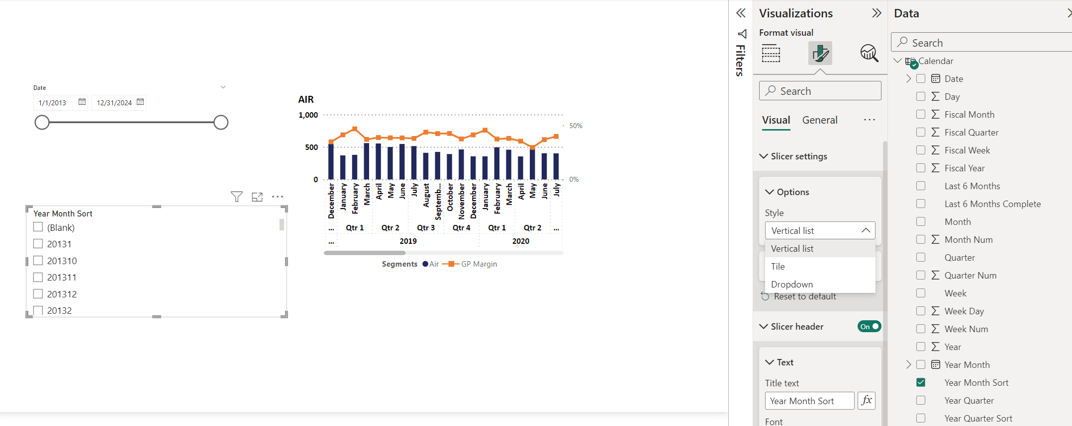 Solved: Date Range Slicer and column & linecharts - Microsoft Fabric ...