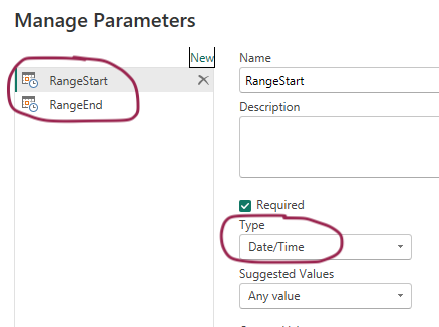 Parameters incremental refresh not found - Microsoft Fabric Community