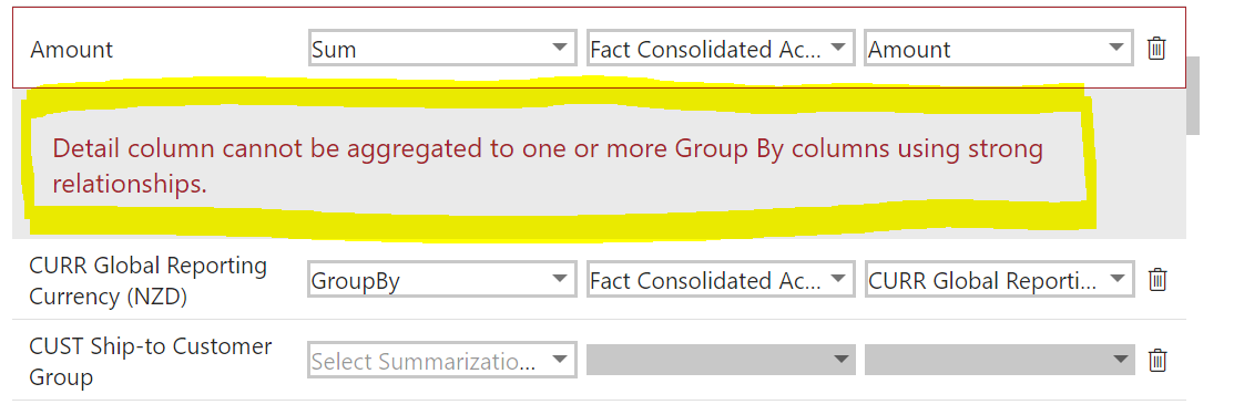Getting Error Message Detail column cannot be aggr... - Microsoft ...