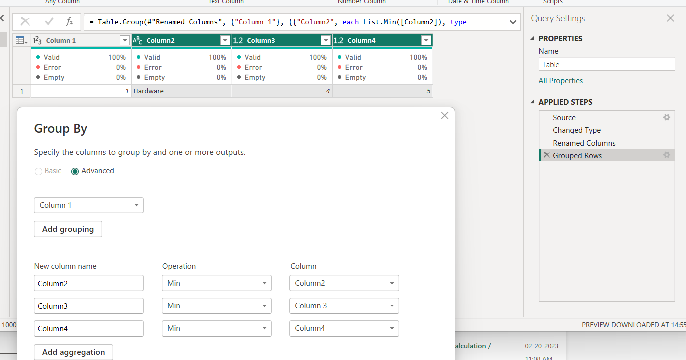 Grouping columns and rows issue - Microsoft Fabric Community