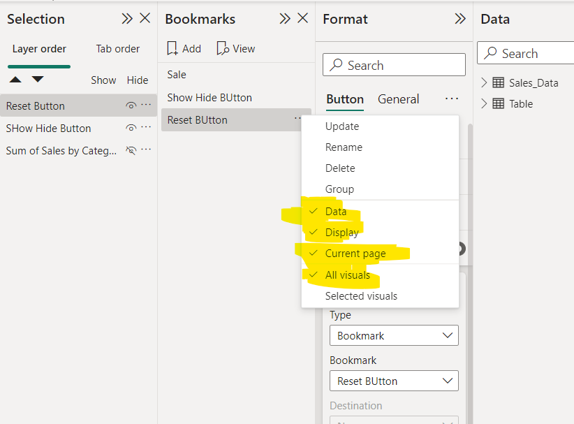 Button not working always back to default view - Microsoft Fabric Community
