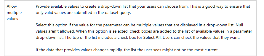 Parameter question in Power BI report builder. - Microsoft Fabric Community