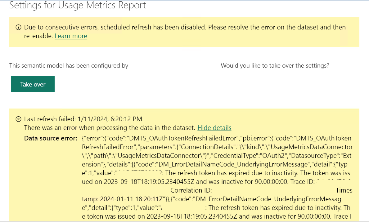 Error in usage metrics report - Microsoft Fabric Community