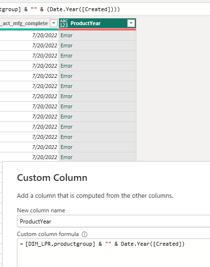 Solved: Power Query error on custom column - Microsoft Fabric Community