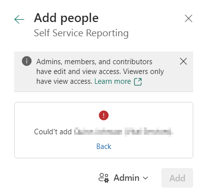 Solved: Cannot add user to Power BI workspace - Microsoft Fabric Community