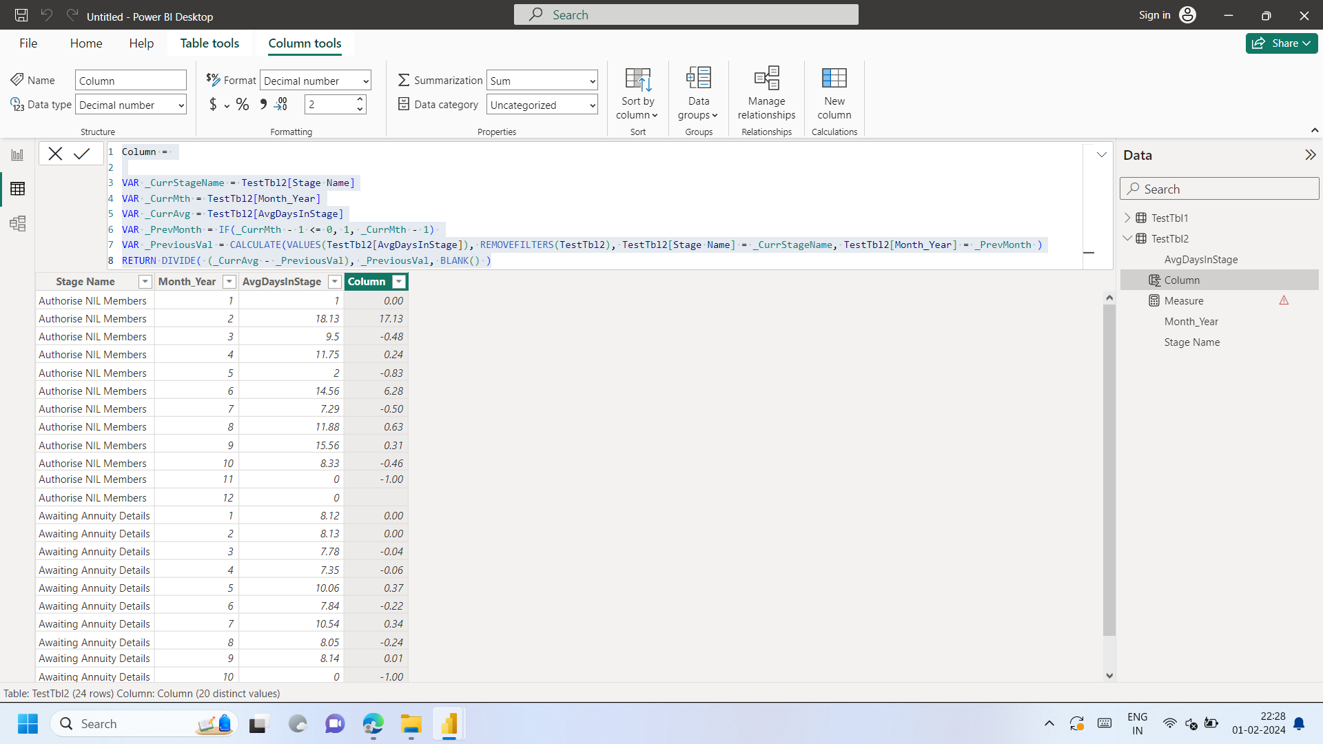 Solved: Get Previous Value at Table visual by DAX - Microsoft Fabric ...