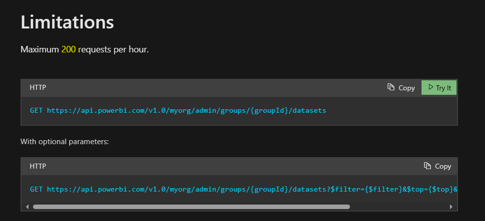 Solved: Admin - Datasets GetDatasourcesAsAdmin request lim ...