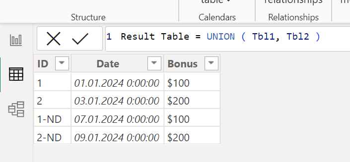 Solved: How to create a table from two tables by not mergi ...