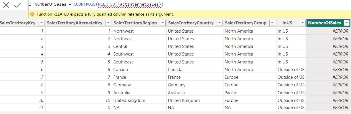 Solved: Error when using Related function - Microsoft Fabric Community