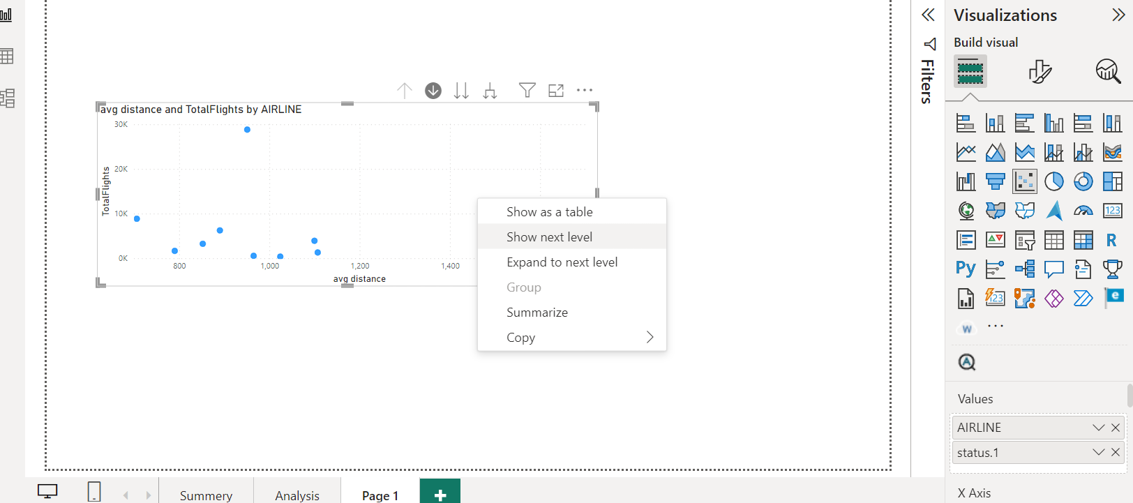 Solved: Drill down in Scatter Charts? - Microsoft Fabric Community