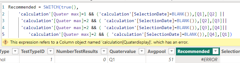 Switch (true() formula not working - Microsoft Fabric Community