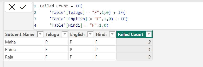 Solved: Count values based on failed subjects - Microsoft Fabric Community