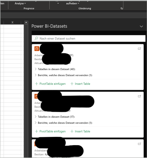 Power BI datasets not showing in Excel, endorsed n... - Microsoft ...