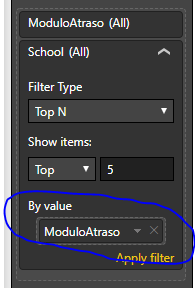 Write 5 in top and then by  value "ModuloAtraso"