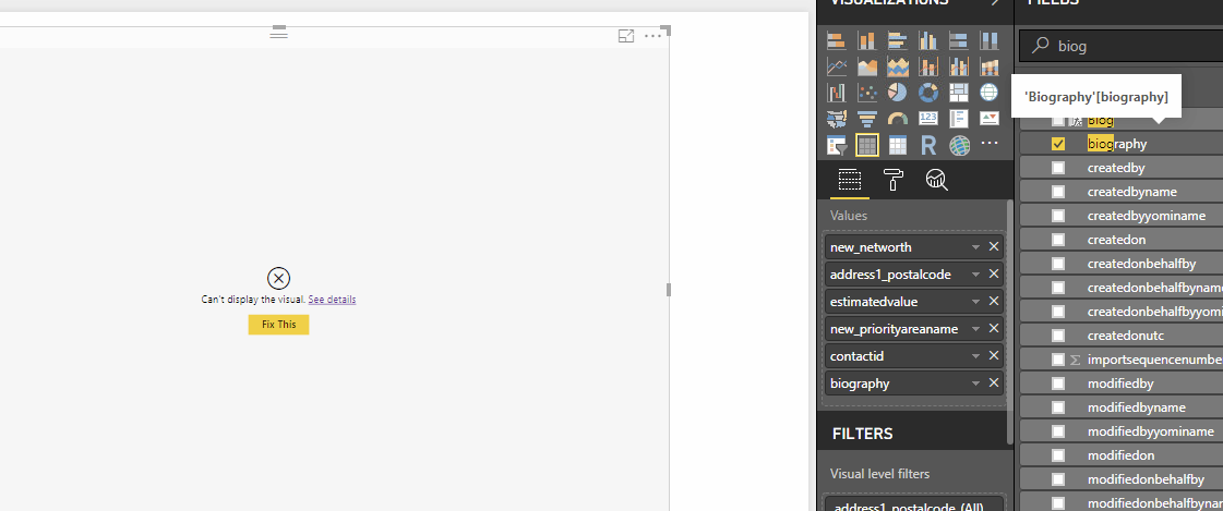 Visualisation cannot show Text column without Aggr... - Microsoft ...