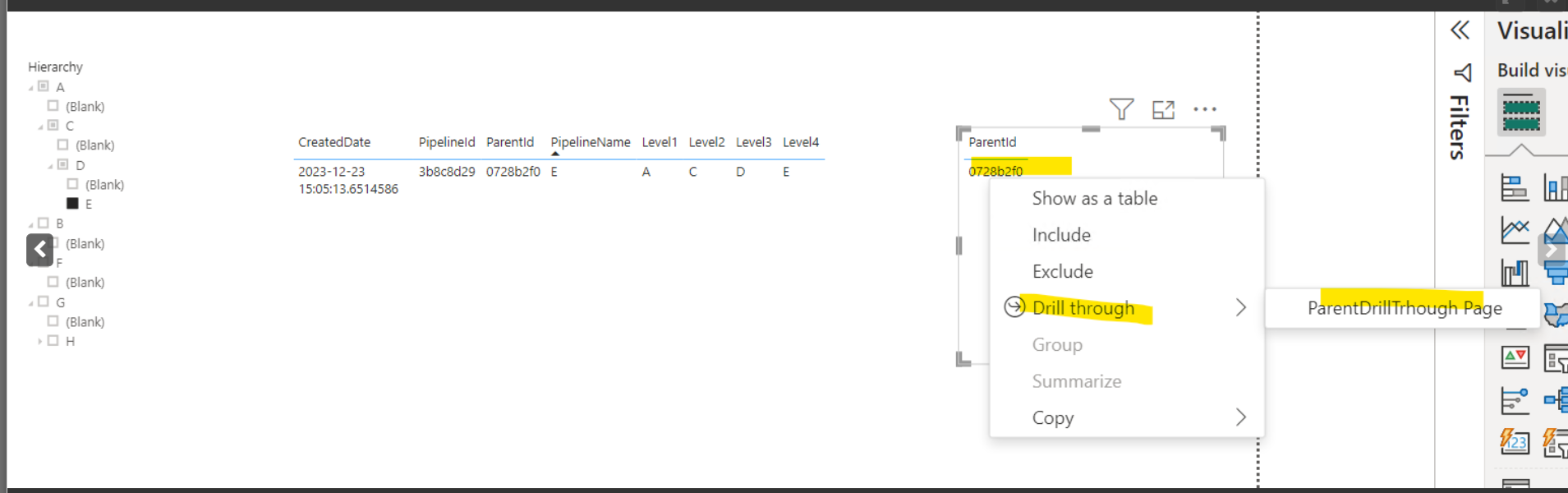 Drill Through in Parent Child Hierarchies - Microsoft Fabric Community