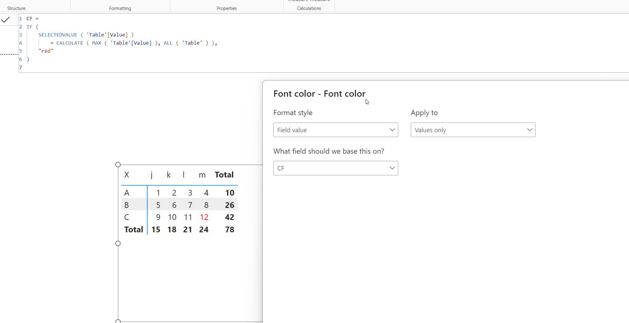 Conditional Formatting on Matrix of columns - Microsoft Fabric Community