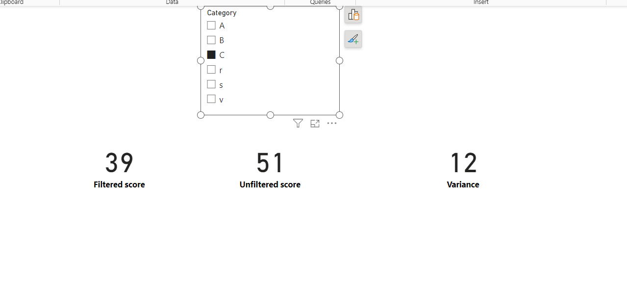 Difference between two visuals with slicer - Microsoft Fabric Community
