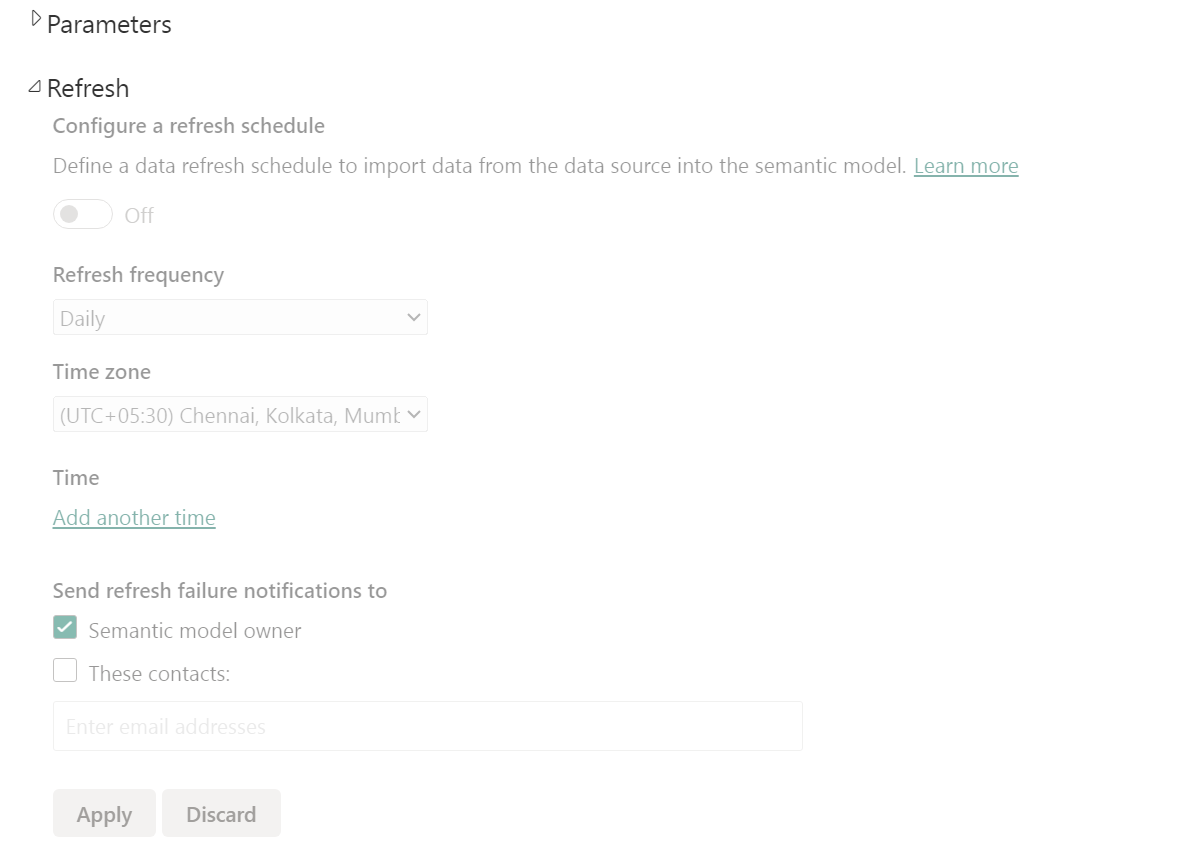 Solved: Refresh Schedule is disabled in Power BI Pro - Microsoft Fabric ...