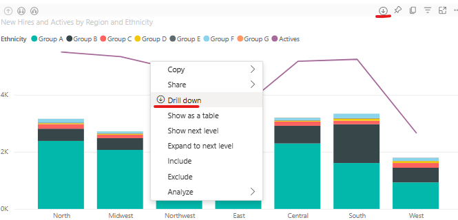 Drill down and dril up issue on powder bi service - Microsoft Fabric ...