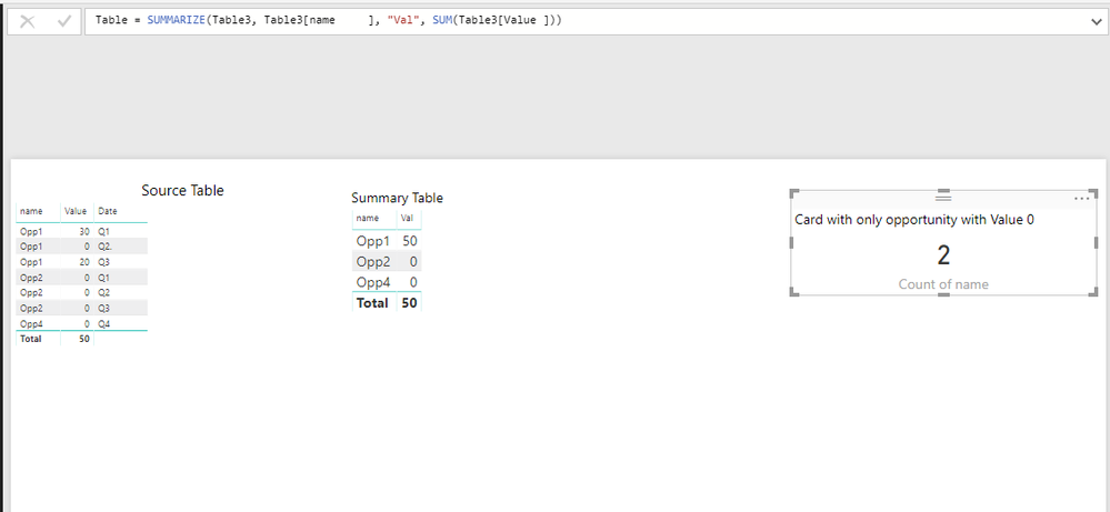 Table is the name of my summary table