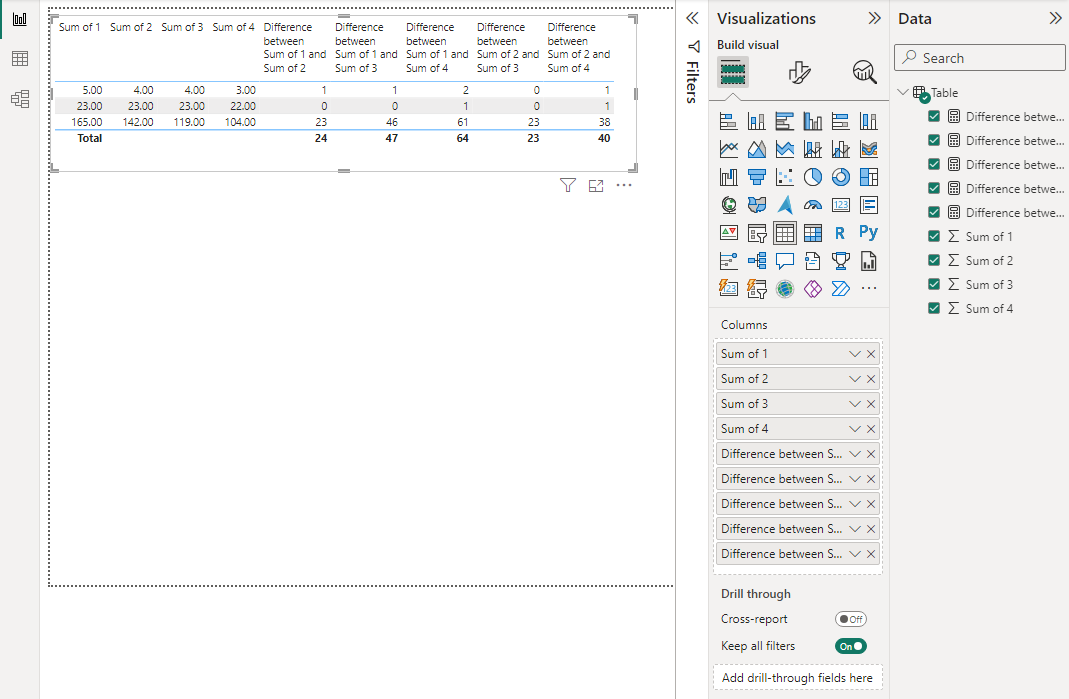 Calculate difference between multiple columns and ... - Microsoft ...