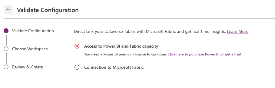Cannot create Dataverse - Microsoft Fabric connect... - Microsoft ...