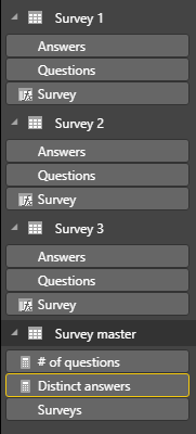 I have 3 surveys, and 1 connecting table.