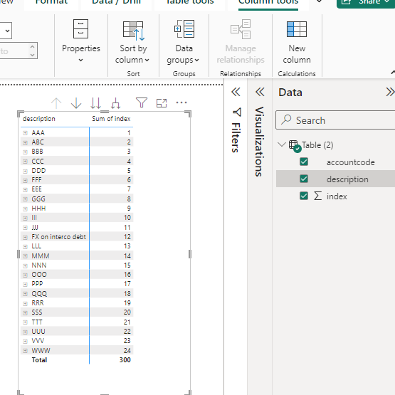 Index Column & Rows - Microsoft Fabric Community