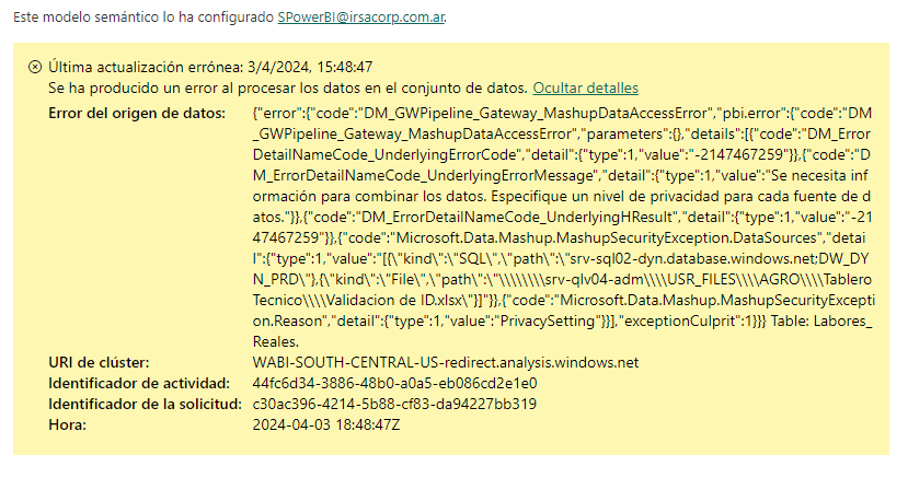 Error Automatic Refresh in Power BI Service - Microsoft Fabric Community