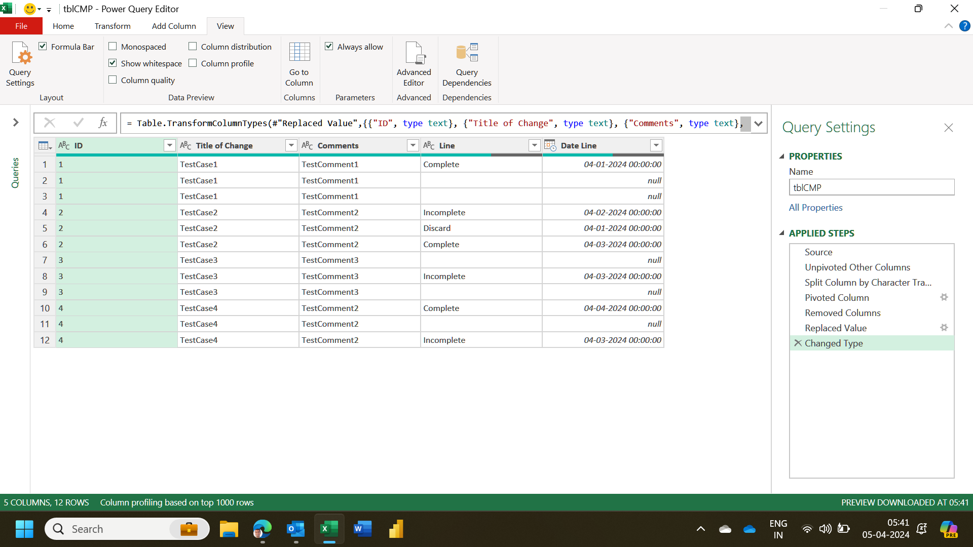 Convert from Column to Row. - Microsoft Fabric Community