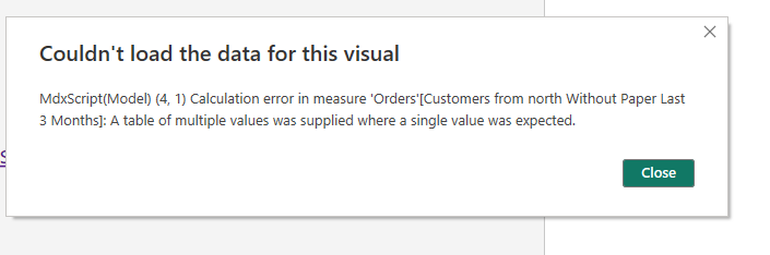Solved: Couldn't load the data for this visual error - Microsoft Fabric ...
