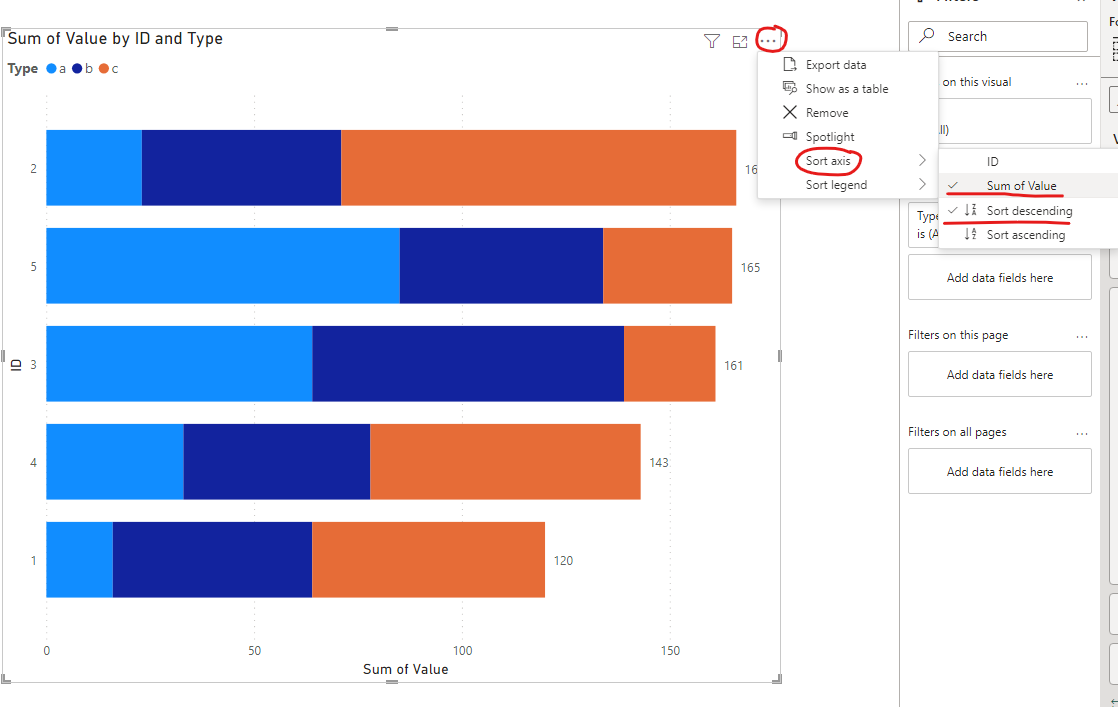 Solved: Re: Stacked bar chart sorting - Microsoft Fabric Community