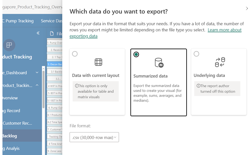Solved: Cannot Choose data with current layout to export d ...