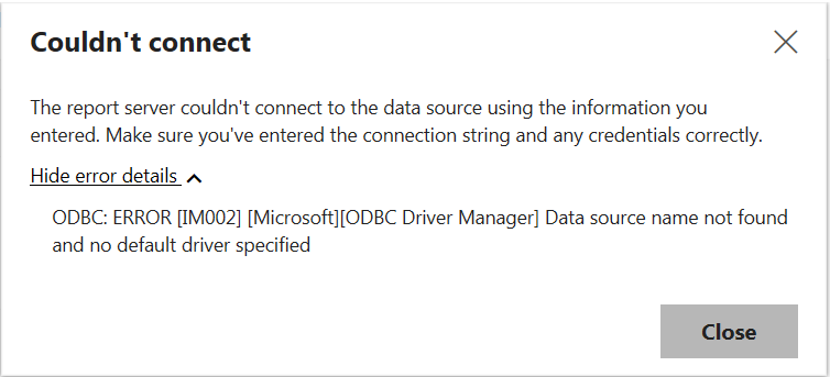 Unable to connect - ODBC: ERROR [IM002] [Microsoft... - Microsoft ...