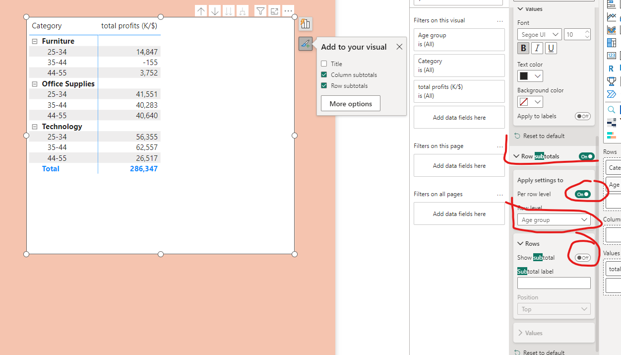 Matrix show row grand total only - Microsoft Fabric Community