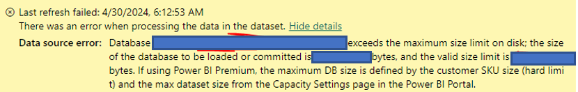Solved: Database exceeds the maximum size limit on disk - Microsoft ...