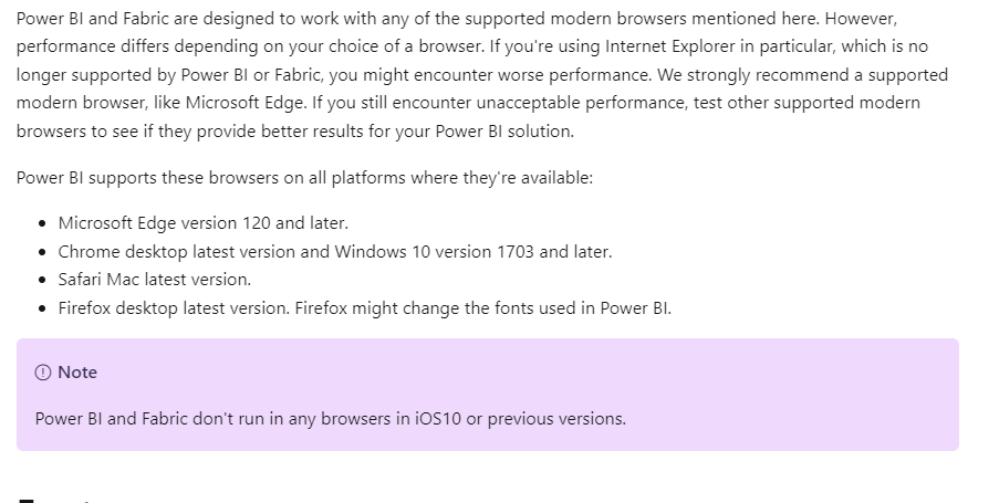 Solved: Power Bi not rendering on Safari Version 17.4.1 - Microsoft ...