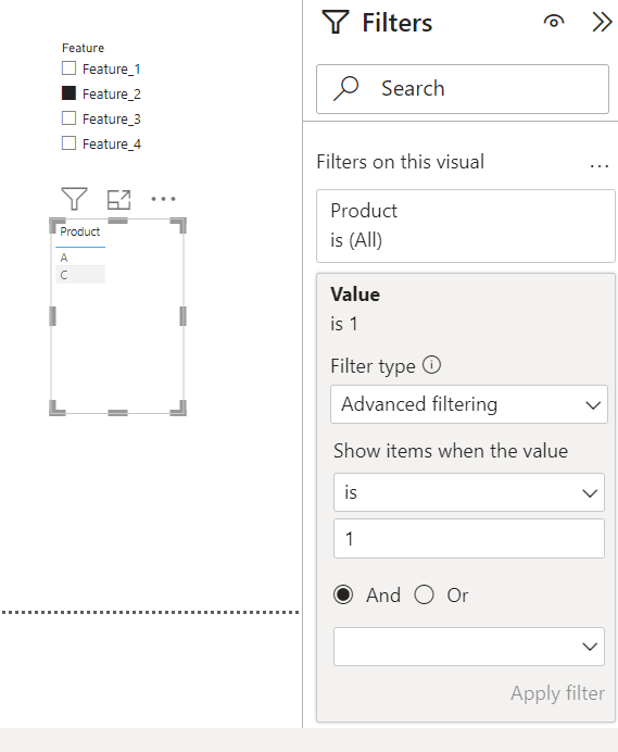 Solved: How do i create a filter on feature? - Microsoft Fabric Community