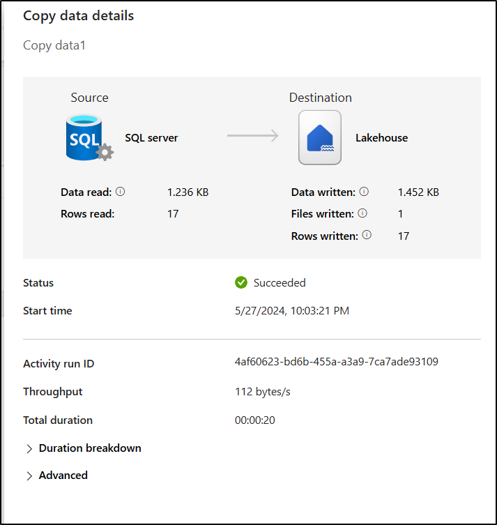 Data Pipeline Copy From On Prem to Lakehouse - Microsoft Fabric Community