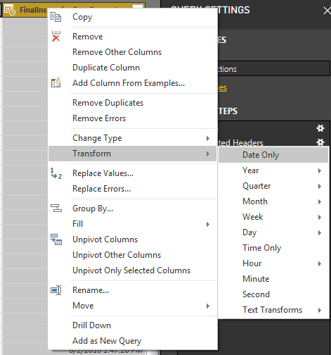 Transform -> Date Only