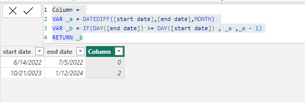 Solved: datediff months returning incorrect values - Microsoft Fabric ...