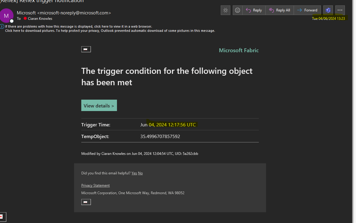 Help with configuring reflex/alert on my Azure IoT... - Microsoft ...