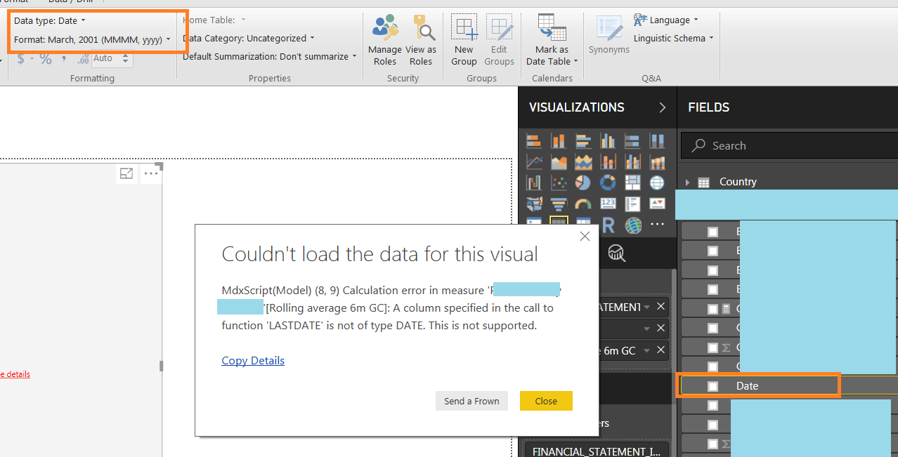 Solved: date type not recognized as such in DAX - Microsoft Fabric ...