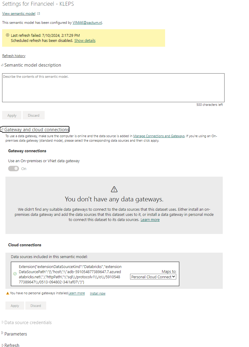 Scheduled refresh is disabled because at least one... - Microsoft ...