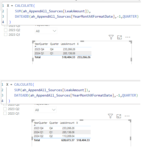 DAX: Calculate sum of previous quarter - Microsoft Fabric Community