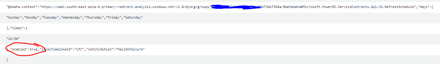 Power BI API Datasets - Get Refresh Schedule In Gr... - Microsoft ...