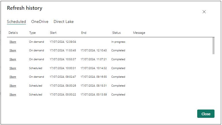 power bi service - On Demand refresh user message ... - Microsoft ...